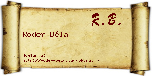 Roder Béla névjegykártya